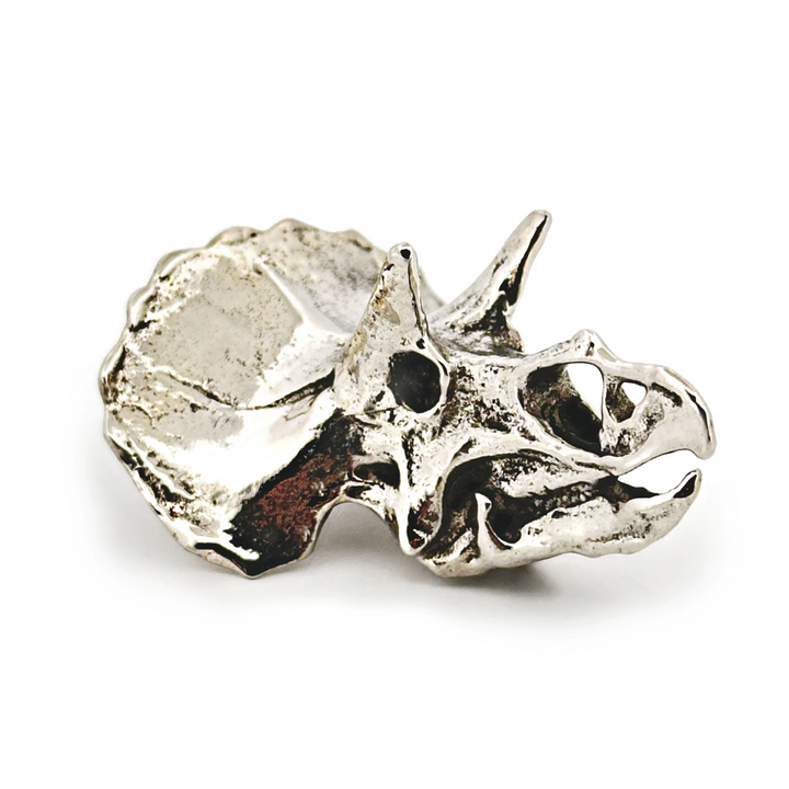 White Bronze Triceratops Skull Pendant by Fire & Bone