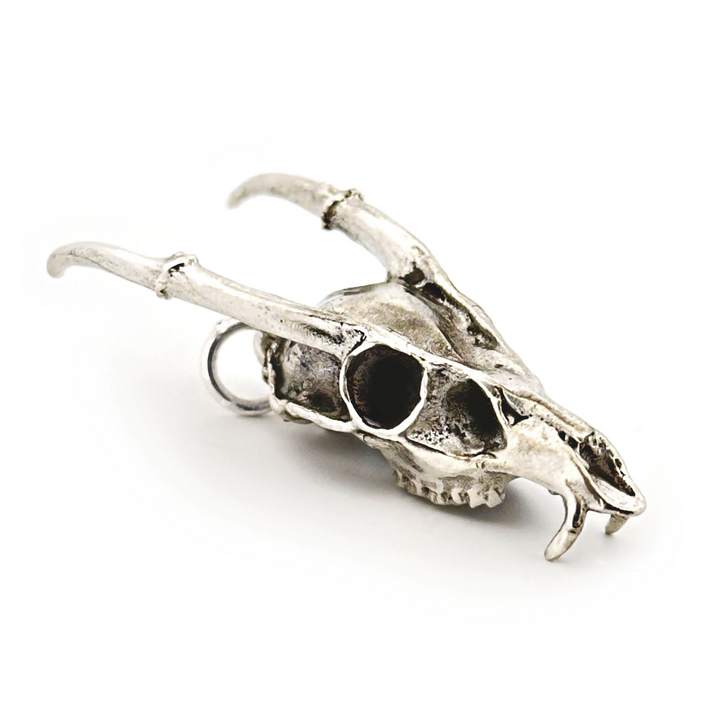 White Bronze Muntjac Skull Pendant by Fire & Bone