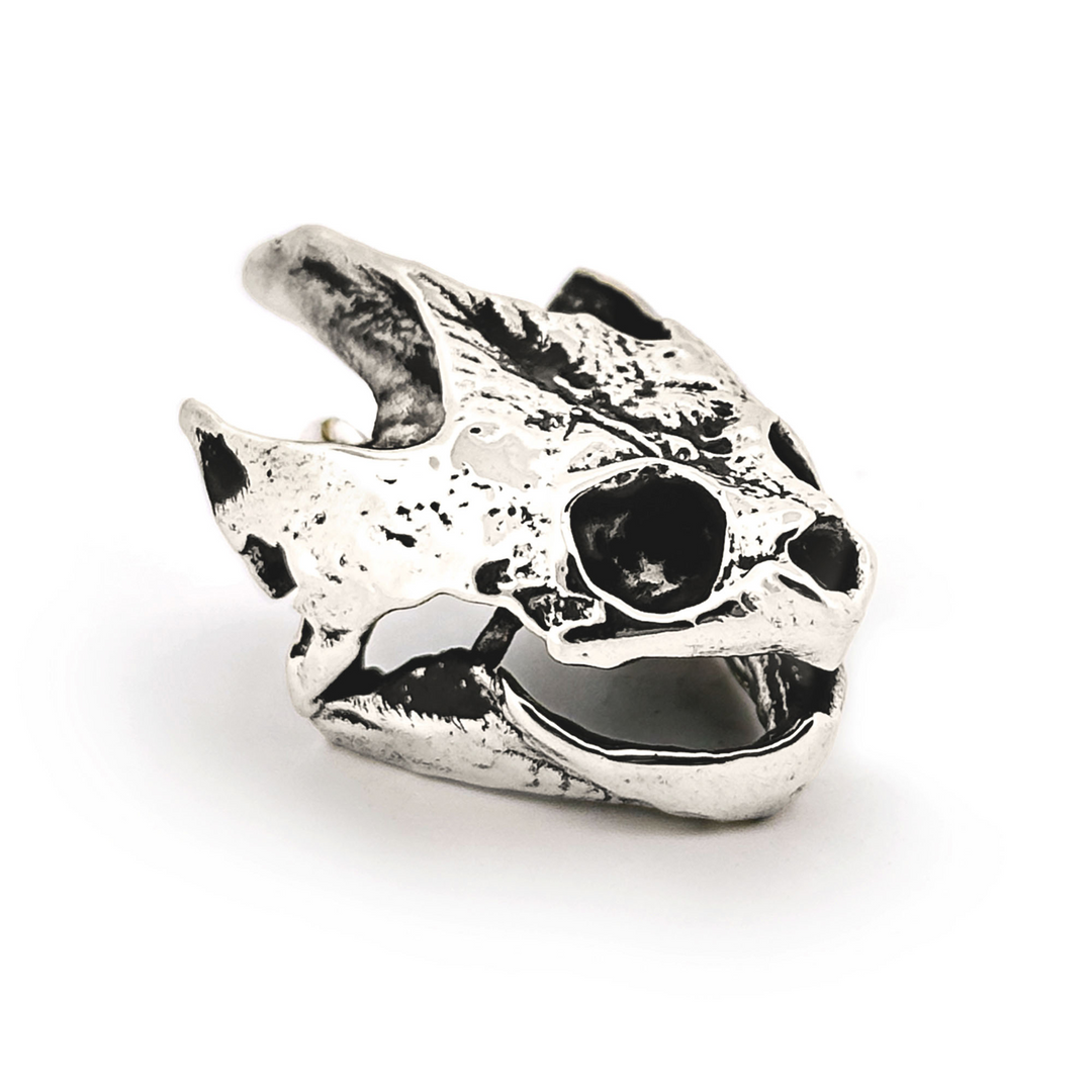 Sterling Silver Snapping Turtle Skull Pendant by Fire & Bone