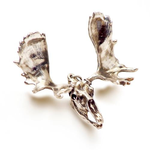 Silver Moose Animal Skull Pendant by Fire & Bone