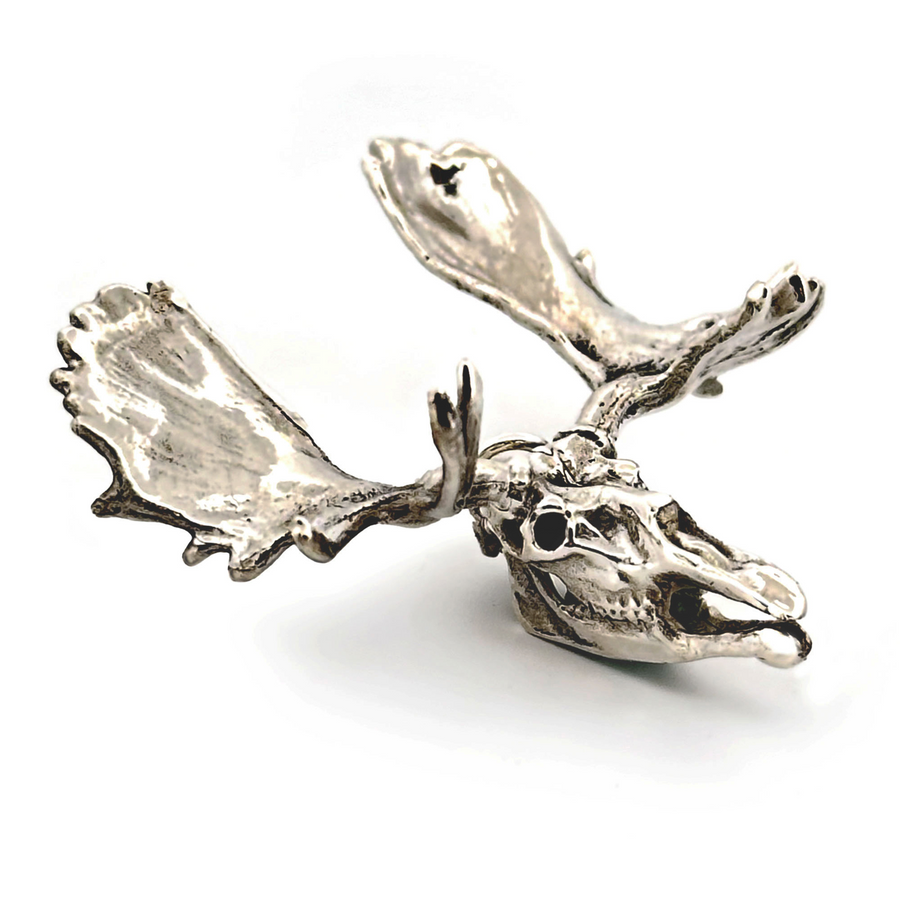 White Bronze Moose Skull Pendant by Fire & Bone