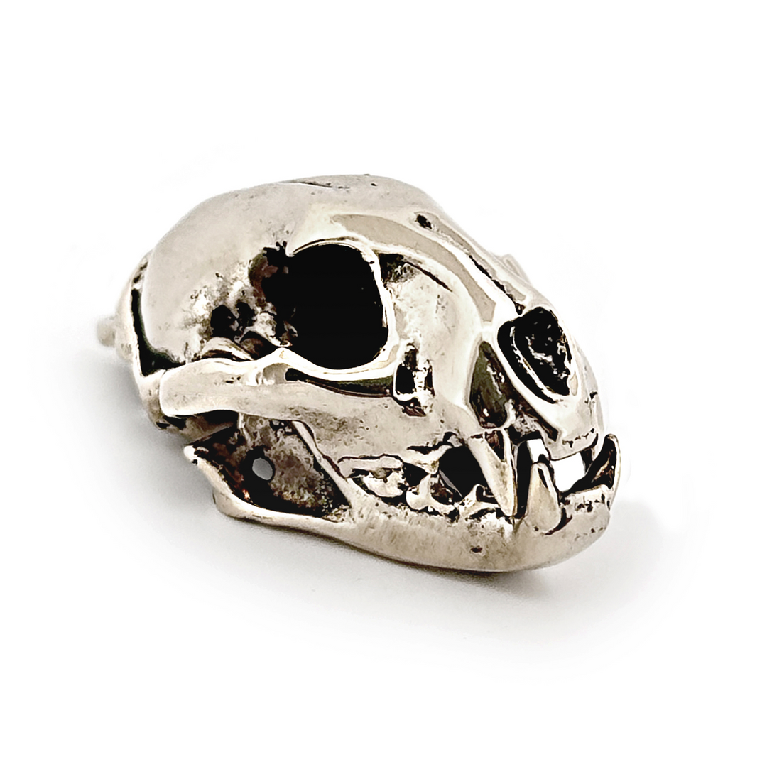White Bronze Mountain Lion Skull Pendant by Fire & Bone