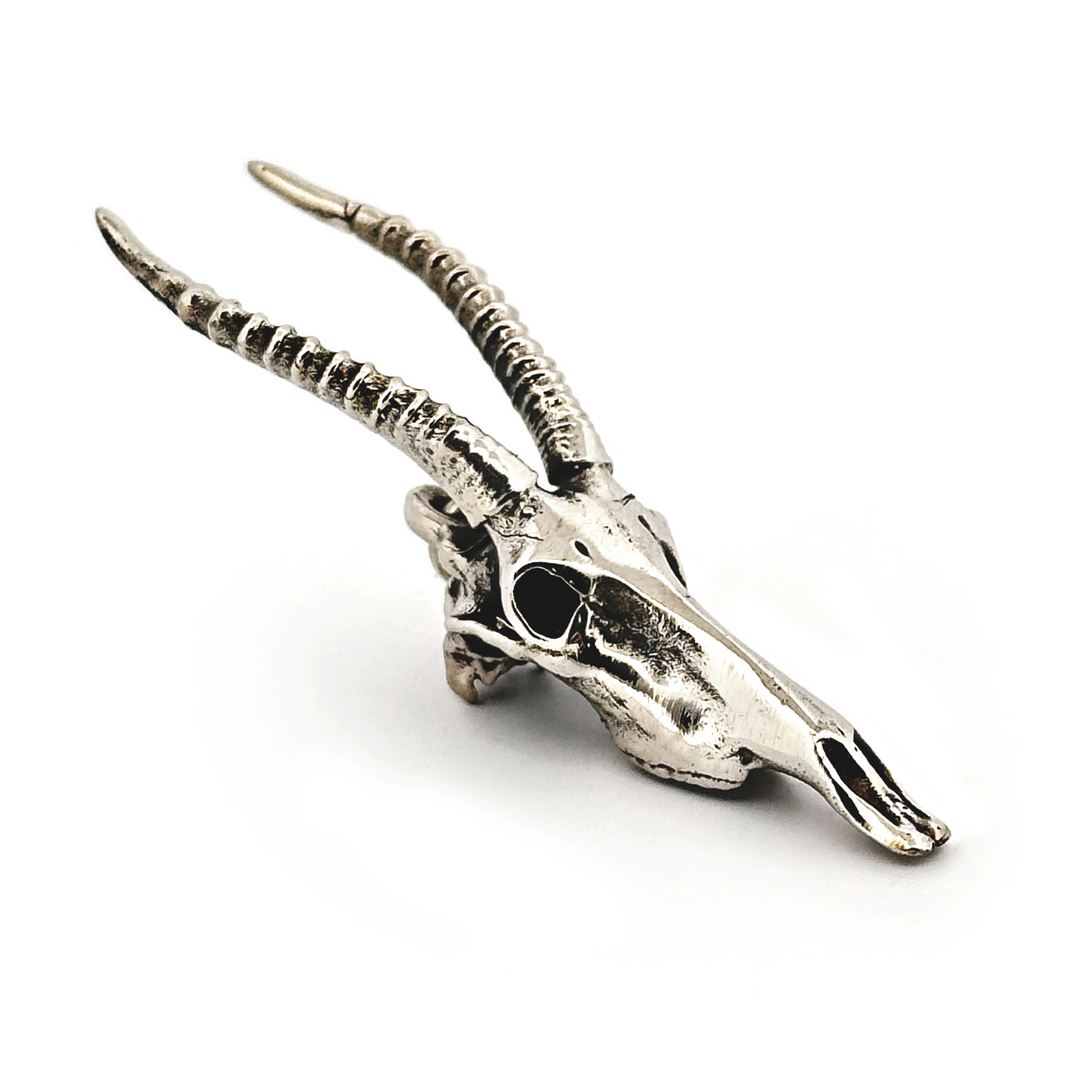 White Bronze Senegal Hartebeest Skull Pendant by Fire & Bone