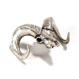 Silver Bighorn Sheep Animal Skull Pendant by Fire & Bone