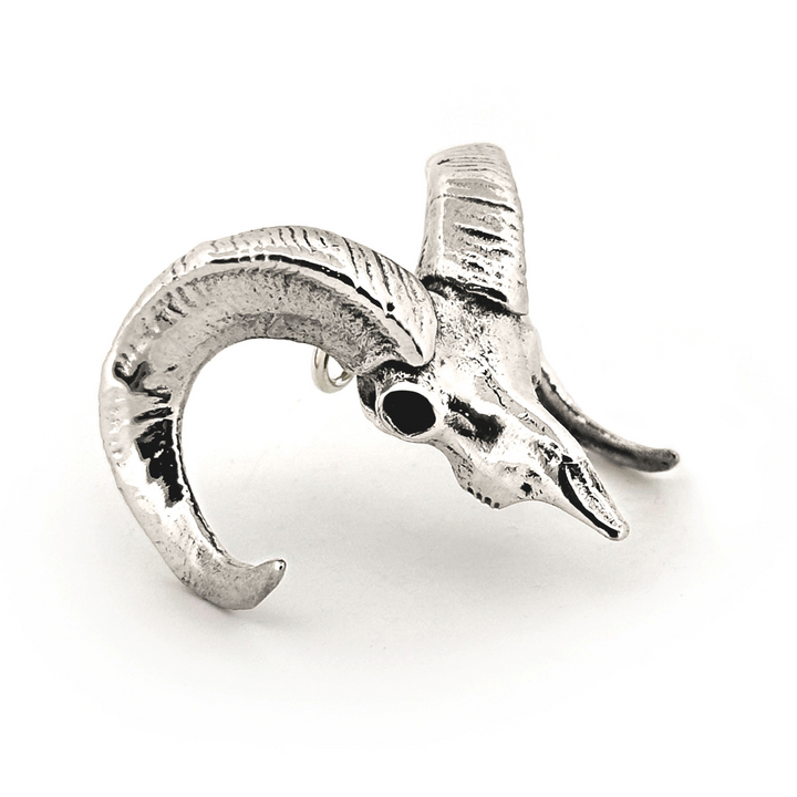 Sterling Silver Bighorn Sheep Skull Pendant by Fire & Bone