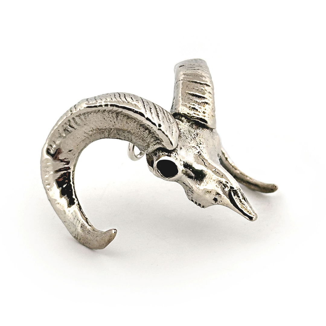 White Bronze Bighorn Sheep Skull Pendant by Fire & Bone