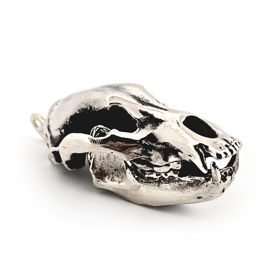 White Bronze Cave Bear Skull Pendant by Fire & Bone
