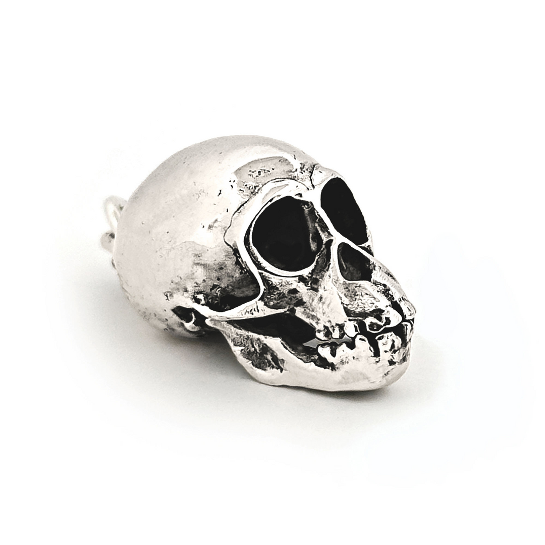 Sterling Silver Chimpanzee Skull Pendant by Fire & Bone