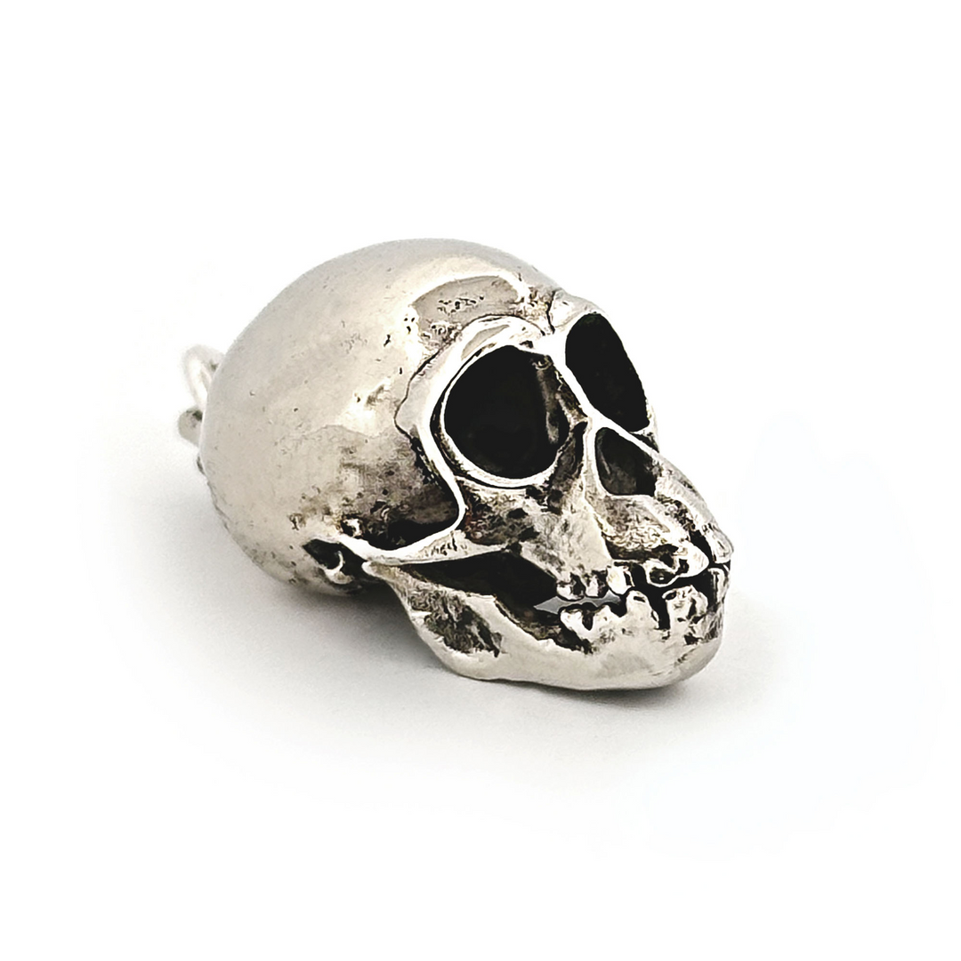 White Bronze Chimpanzee Skull Pendant by Fire & Bone