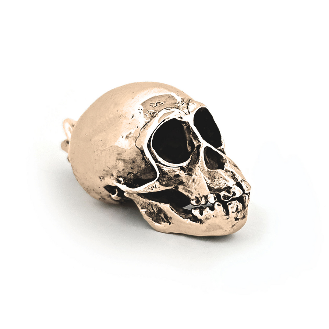 Yellow Bronze Chimpanzee Skull Pendant by Fire & Bone
