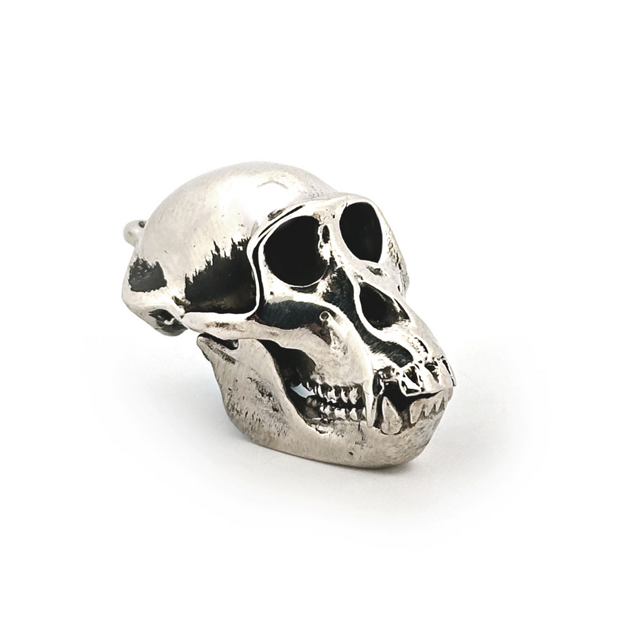 White Bronze Western Gorilla Skull Pendant by Fire & Bone