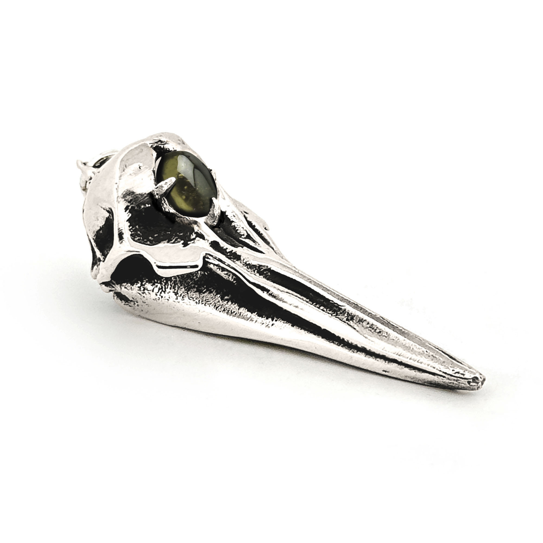 Sterling Silver Gemstone Right Whale Dolphin Skull Pendant by Fire & Bone