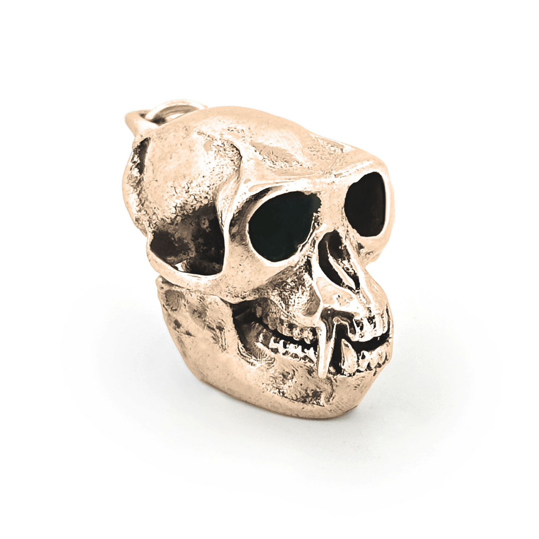 Yellow Bronze Snub-Nosed Monkey Skull Pendant by Fire & Bone