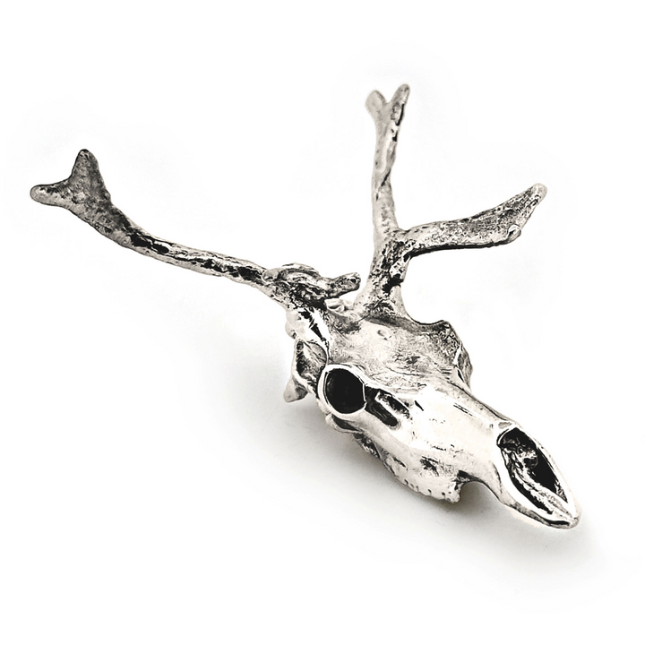 Sterling Silver Reindeer Skull Pendant by Fire & Bone