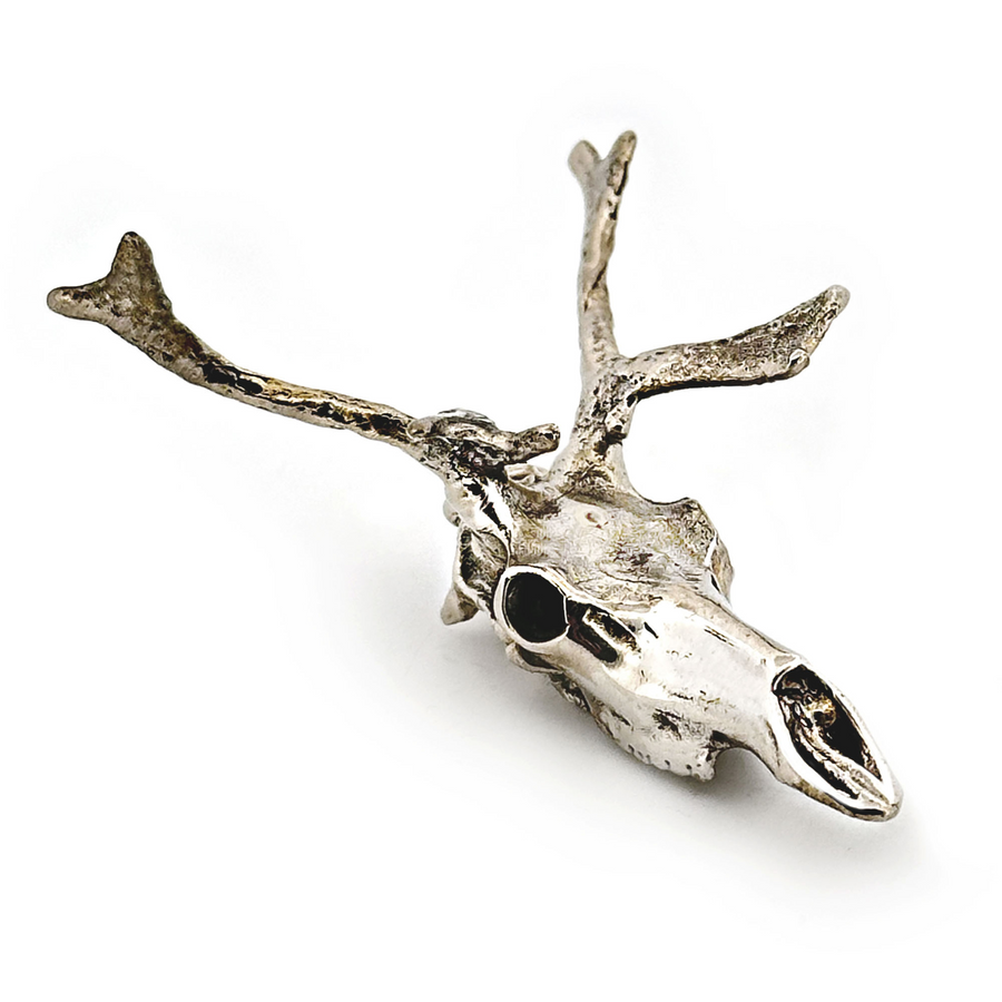 White Bronze Reindeer Skull Pendant by Fire & Bone